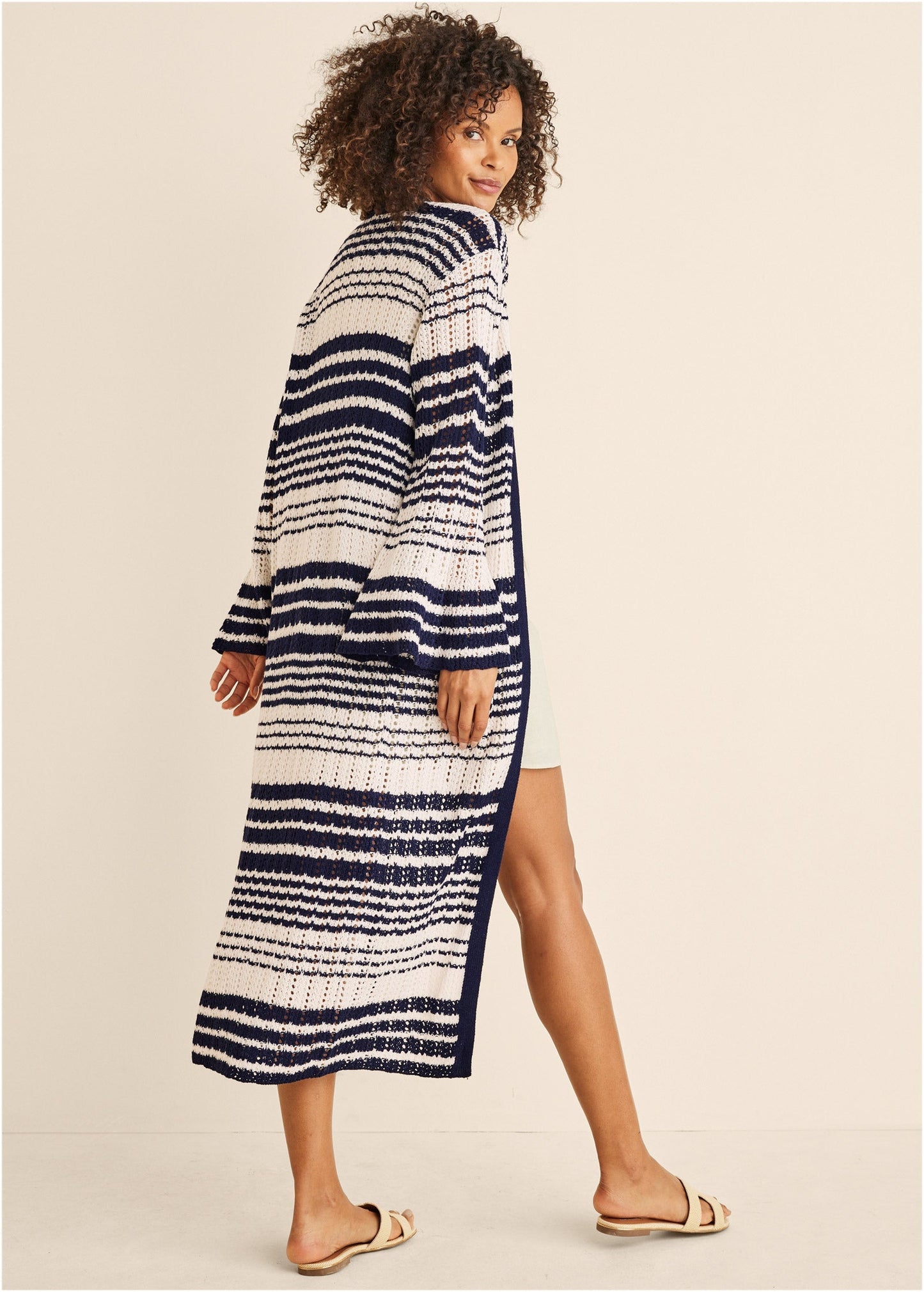 Stripe Duster - Navy Multi | Venus Affordable