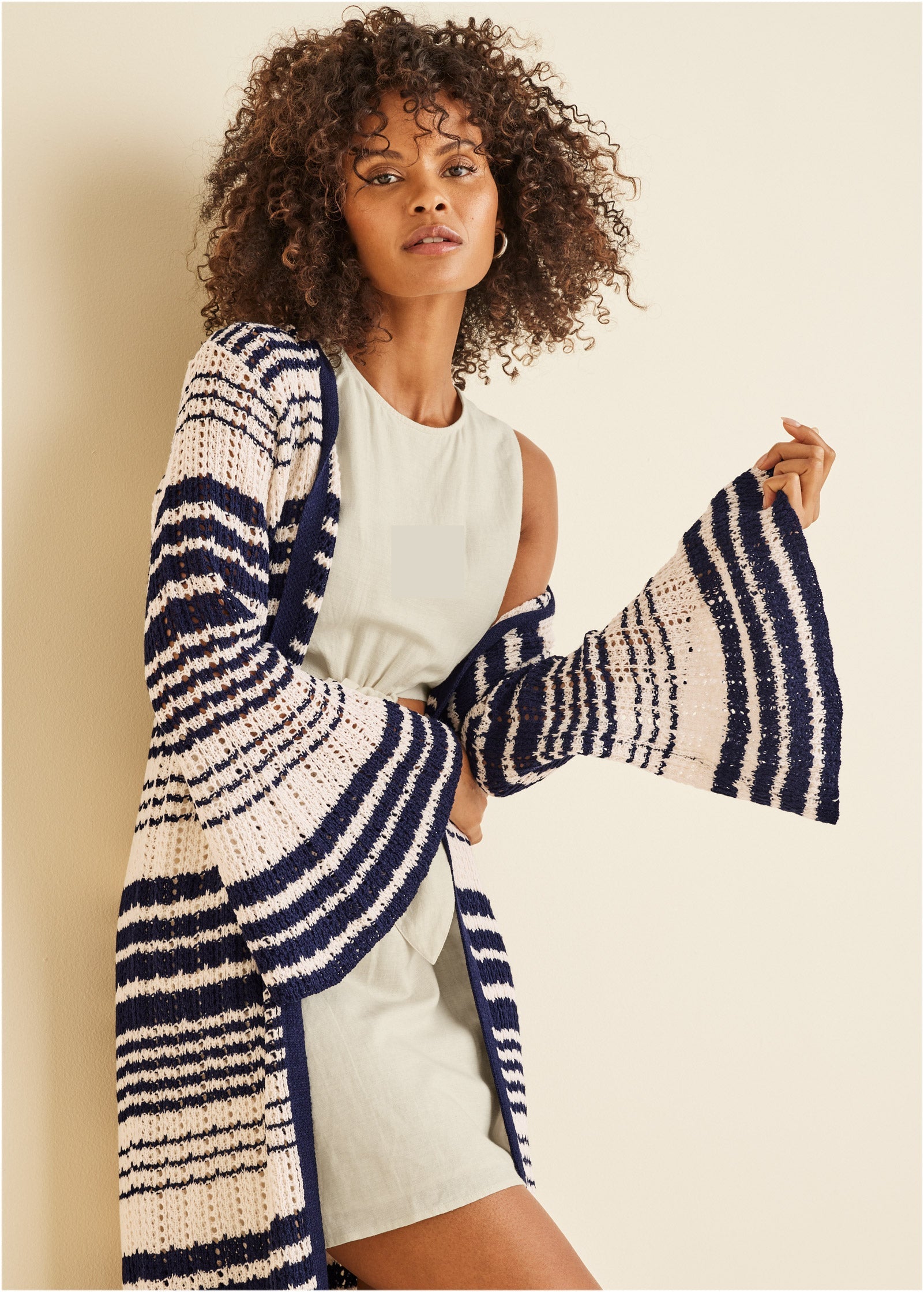 Stripe Duster - Navy Multi | Venus Affordable