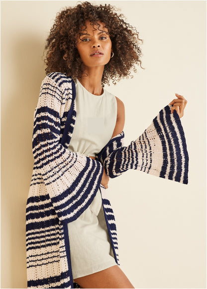 Stripe Duster - Navy Multi | Venus Affordable