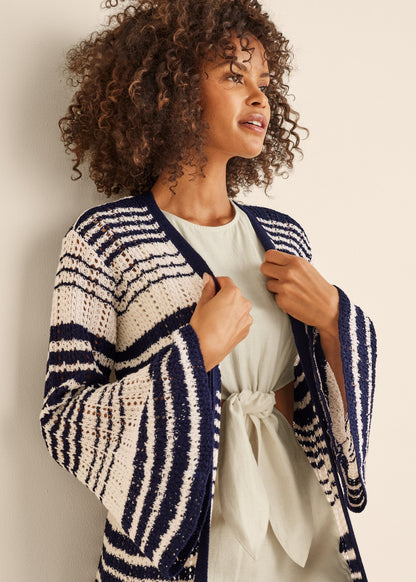 Stripe Duster - Navy Multi | Venus Affordable