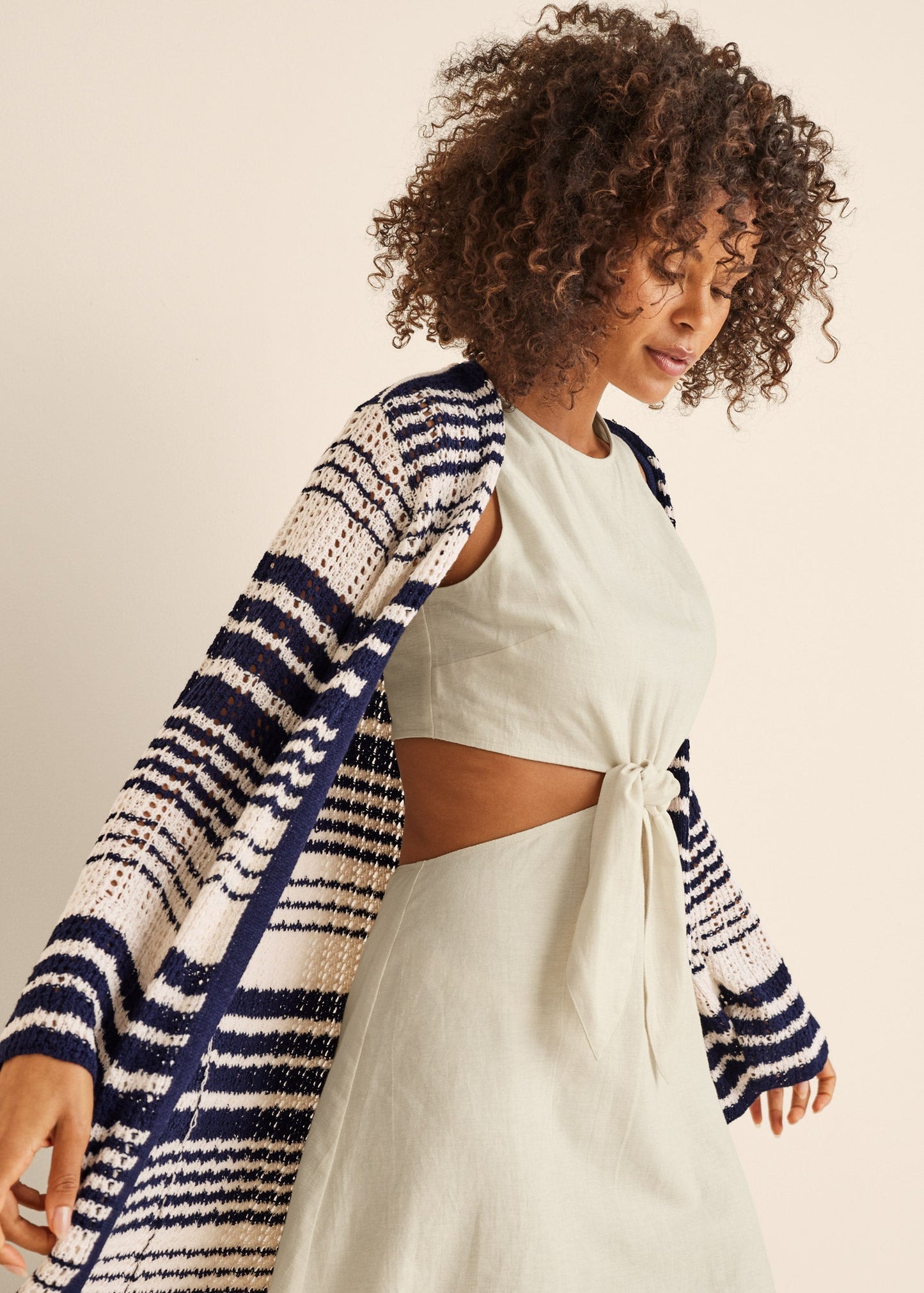 Stripe Duster - Navy Multi | Venus Affordable