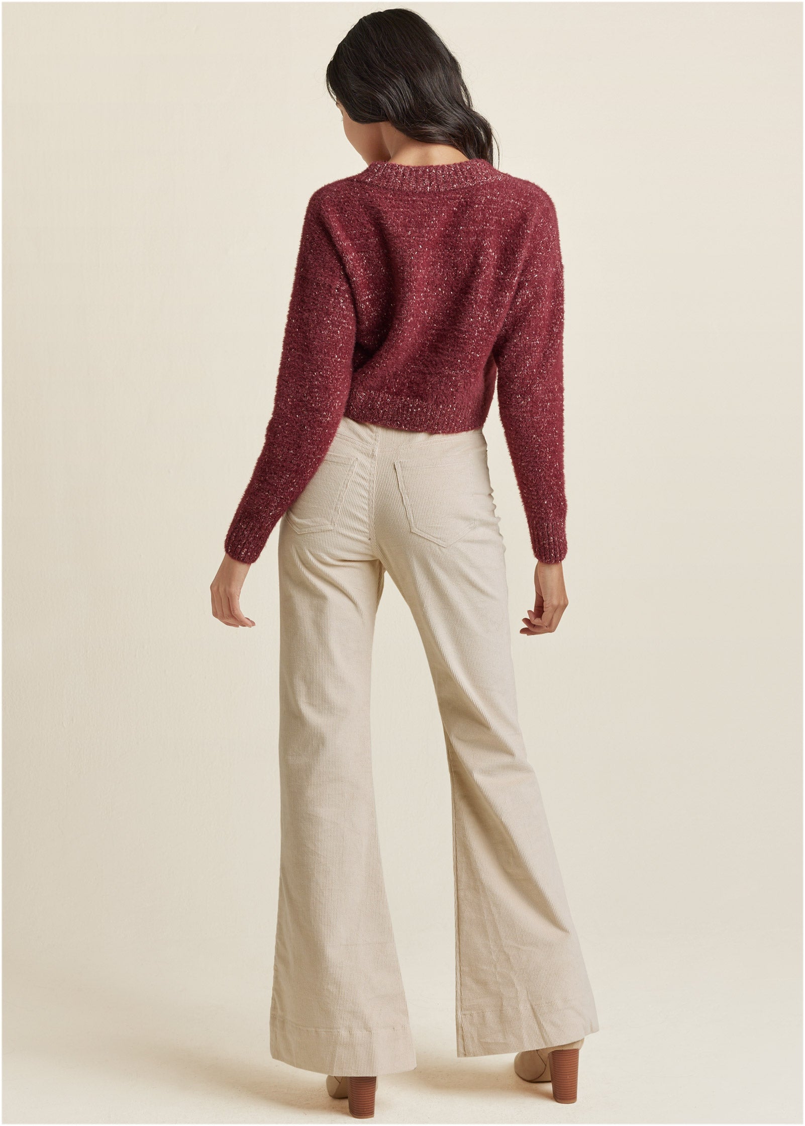 V-Neck Sweater - Burgundy | Venus Great Deal