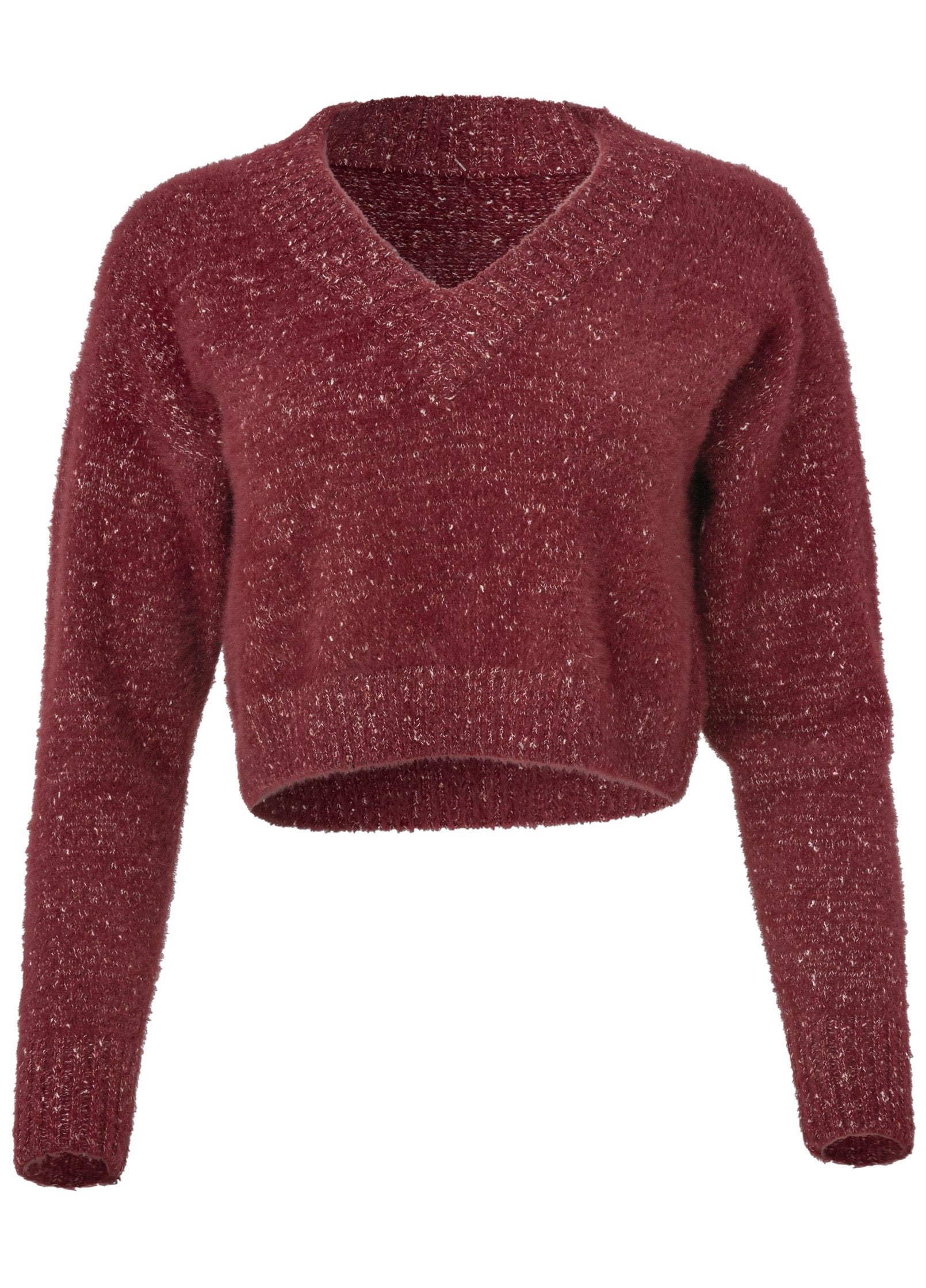 V-Neck Sweater - Burgundy | Venus Great Deal