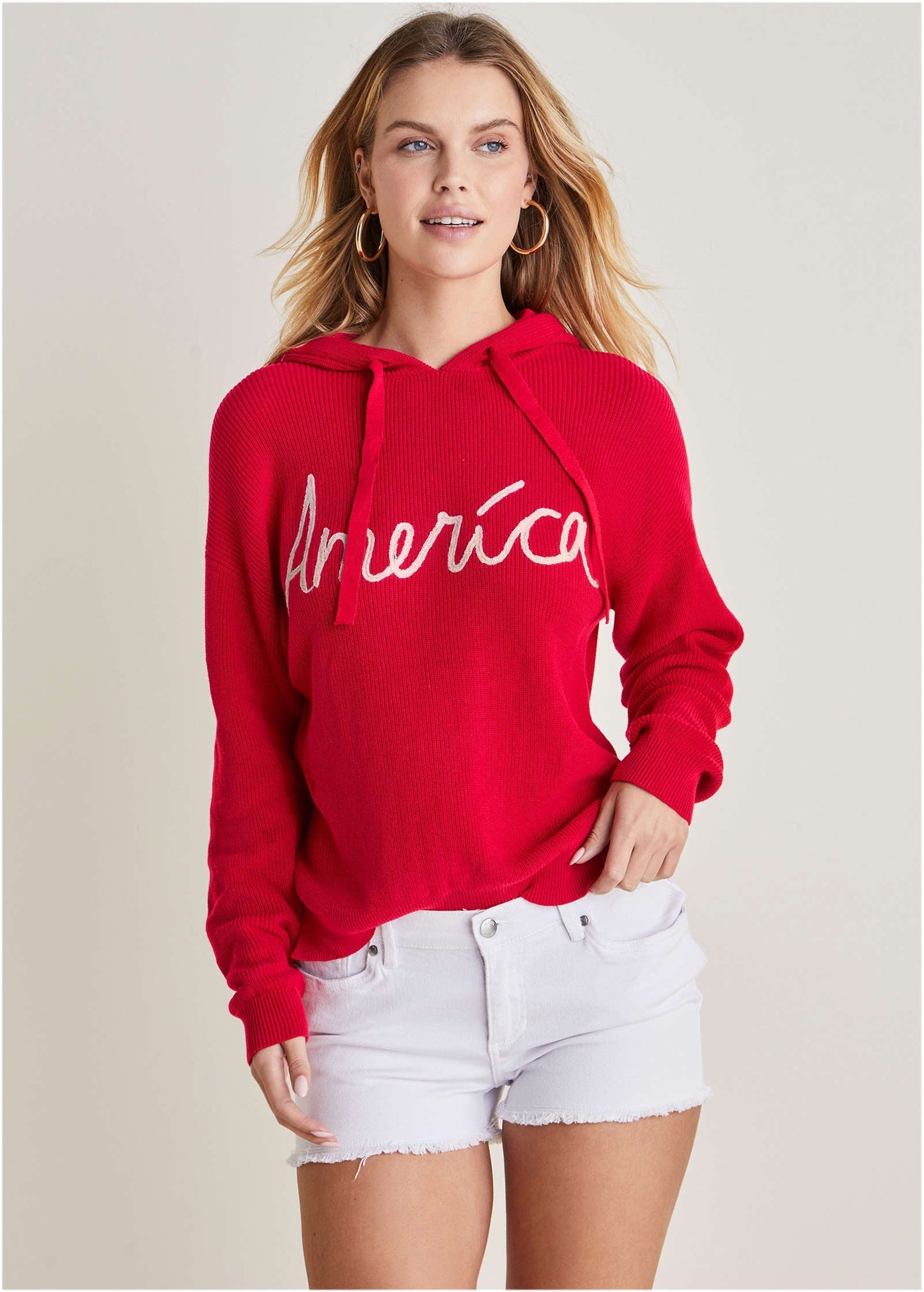 America Hoodie Sweater - Racing Red Multi | Venus Sale