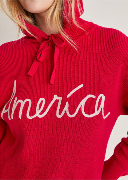 America Hoodie Sweater - Racing Red Multi | Venus Sale