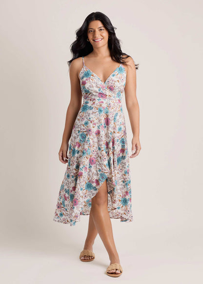Vibrant Floral Wrap Dress Ivory Floral | Venus Value