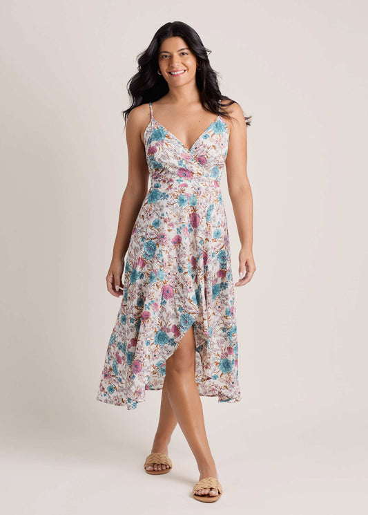 Vibrant Floral Wrap Dress Ivory Floral | Venus Value