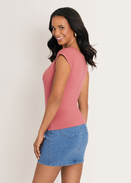 Ruched Cap Sleeve Top Rooibos Tea | Venus Great Deal