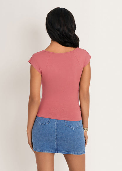Ruched Cap Sleeve Top Rooibos Tea | Venus Great Deal