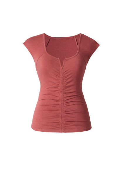 Ruched Cap Sleeve Top Rooibos Tea | Venus Great Deal