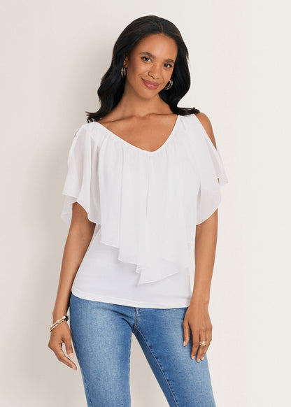 Cold Shoulder Flutter Top Cloud Dancer | Venus Special Offer