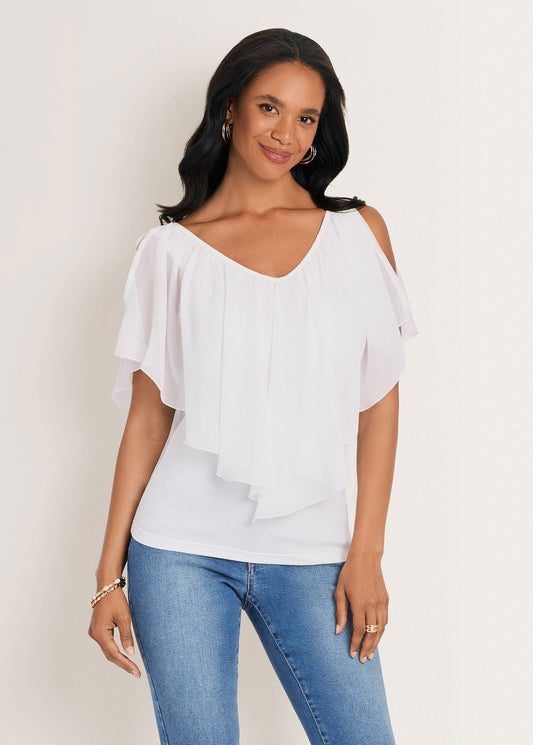 Cold Shoulder Flutter Top Cloud Dancer | Venus Special Offer