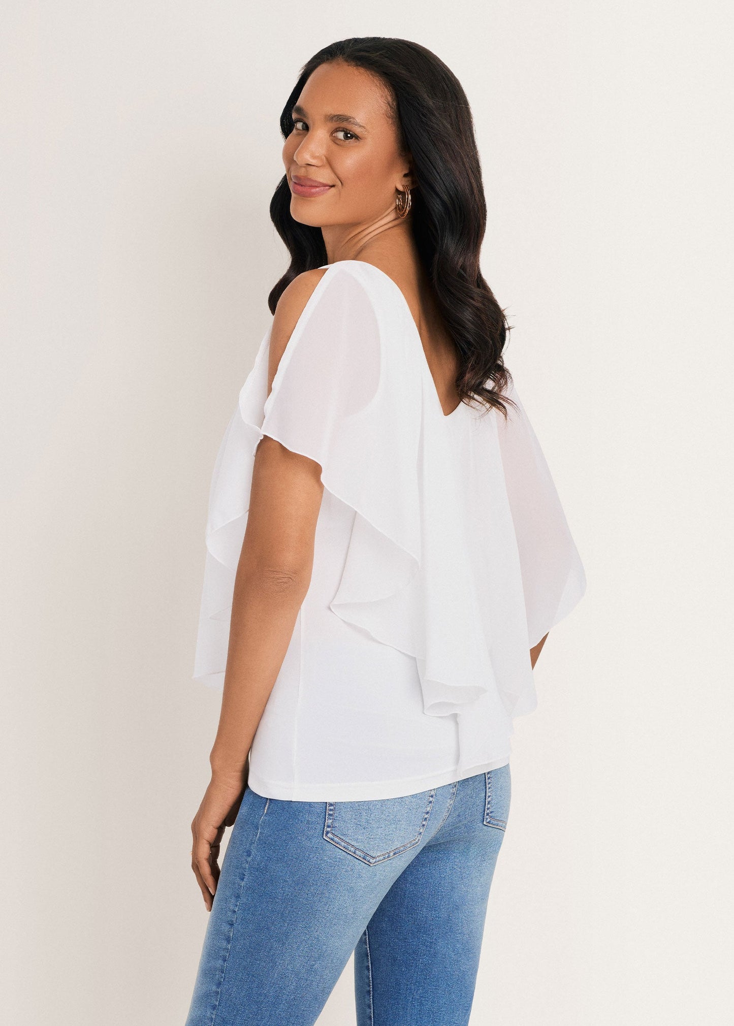 Cold Shoulder Flutter Top Cloud Dancer | Venus Special Offer