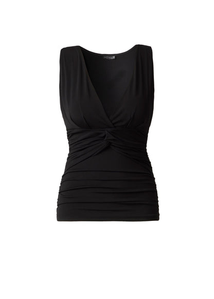 Knot Front Sleeveless Top Jet Black | Venus Featured