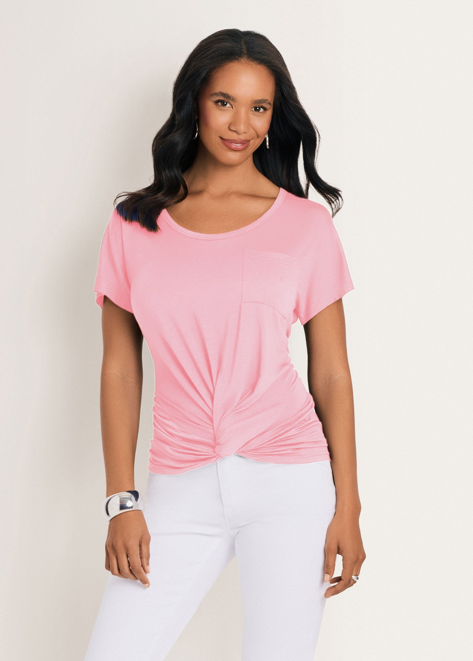 Twisted Knot Detail Tee Pink Salt | Venus Sale