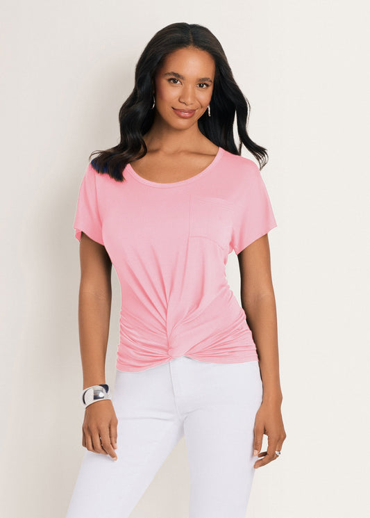 Twisted Knot Detail Tee Pink Salt | Venus Sale
