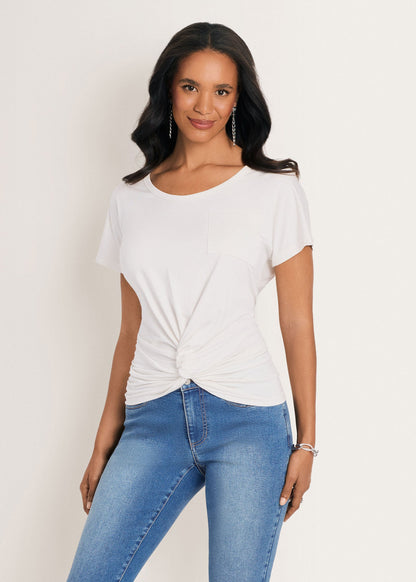 Twisted Knot Detail Tee Cloud Dancer | Venus Cost Saving