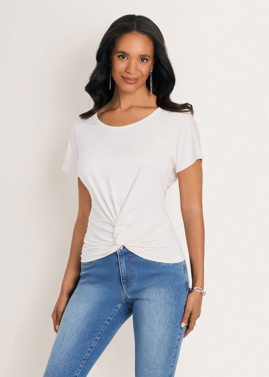 Twisted Knot Detail Tee Cloud Dancer | Venus Cost Saving