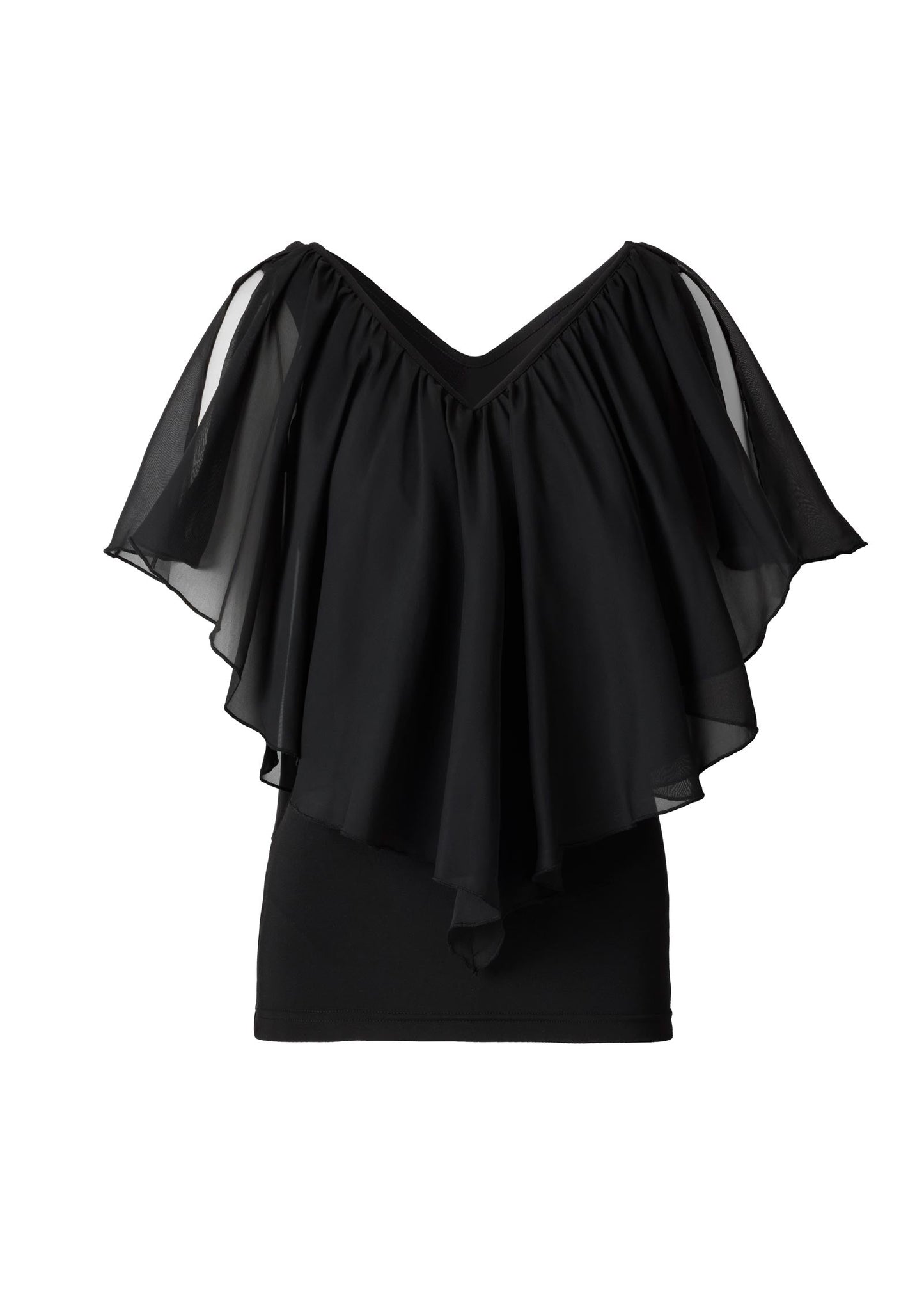 Cold Shoulder Flutter Top Jet Black | Venus Best Seller