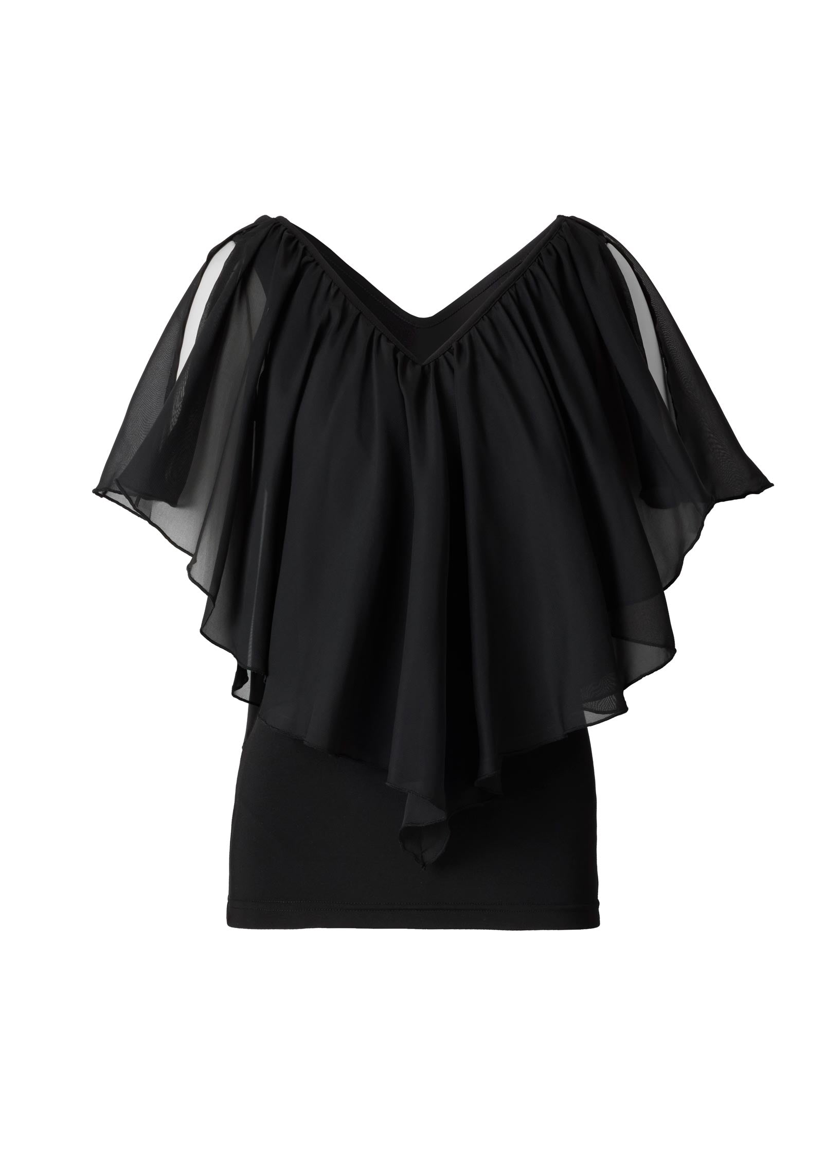 Cold Shoulder Flutter Top Jet Black | Venus Best Seller