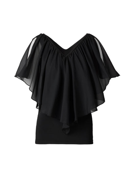 Cold Shoulder Flutter Top Jet Black | Venus Best Seller