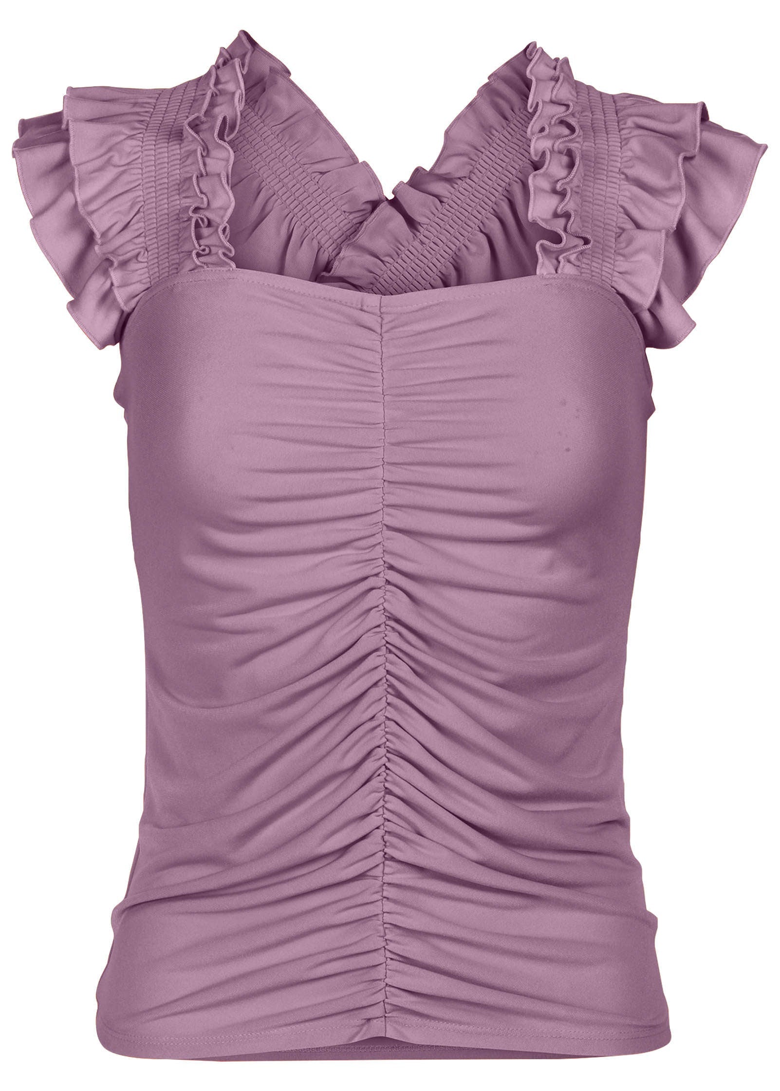 Ruched Ruffle Sleeveless Top Valerian | Venus Value