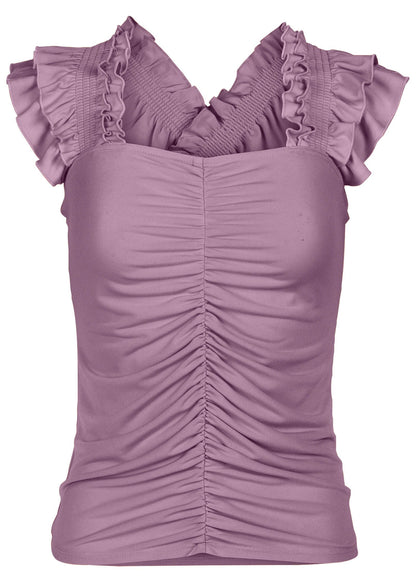 Ruched Ruffle Sleeveless Top Valerian | Venus Value