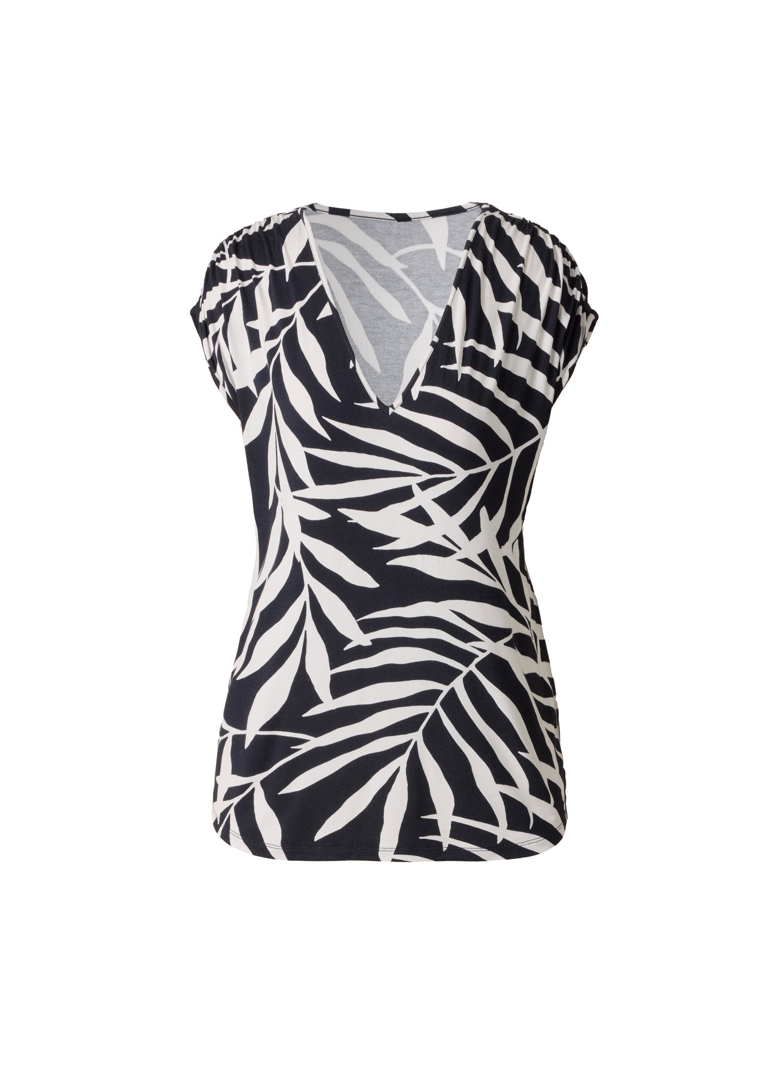 Drapey V Neck Tee Bicolor Palm | Venus Featured