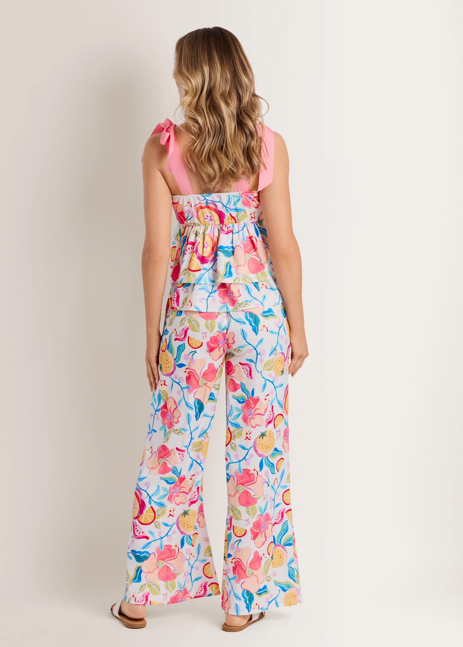 Tiered Ruffle Tank Soft Citrus Floral | Venus Popular Choice