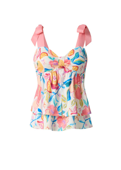 Tiered Ruffle Tank Soft Citrus Floral | Venus Popular Choice