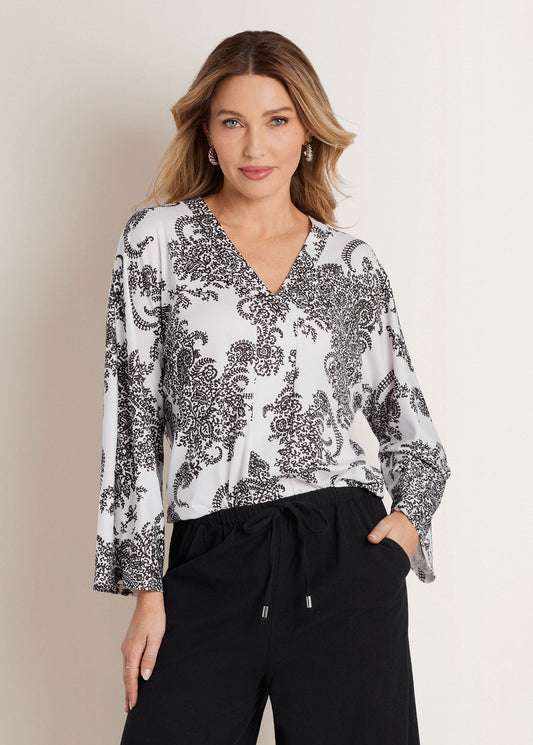 Banded Hem Top White/Black | Venus Limited Edition