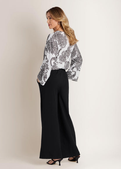 Banded Hem Top White/Black | Venus Limited Edition