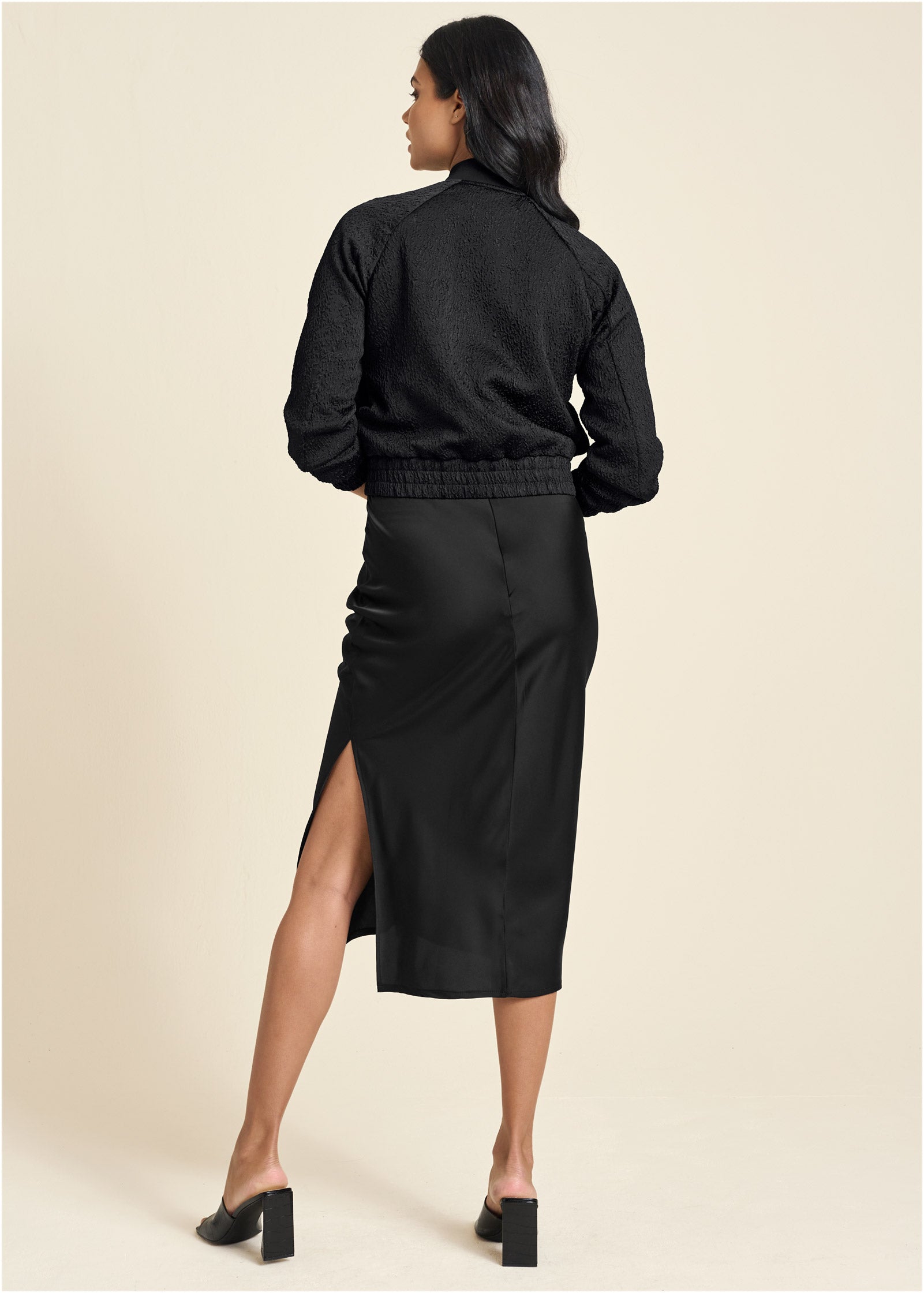 Texture Bomber Jacket - Jet Black | Venus Featured
