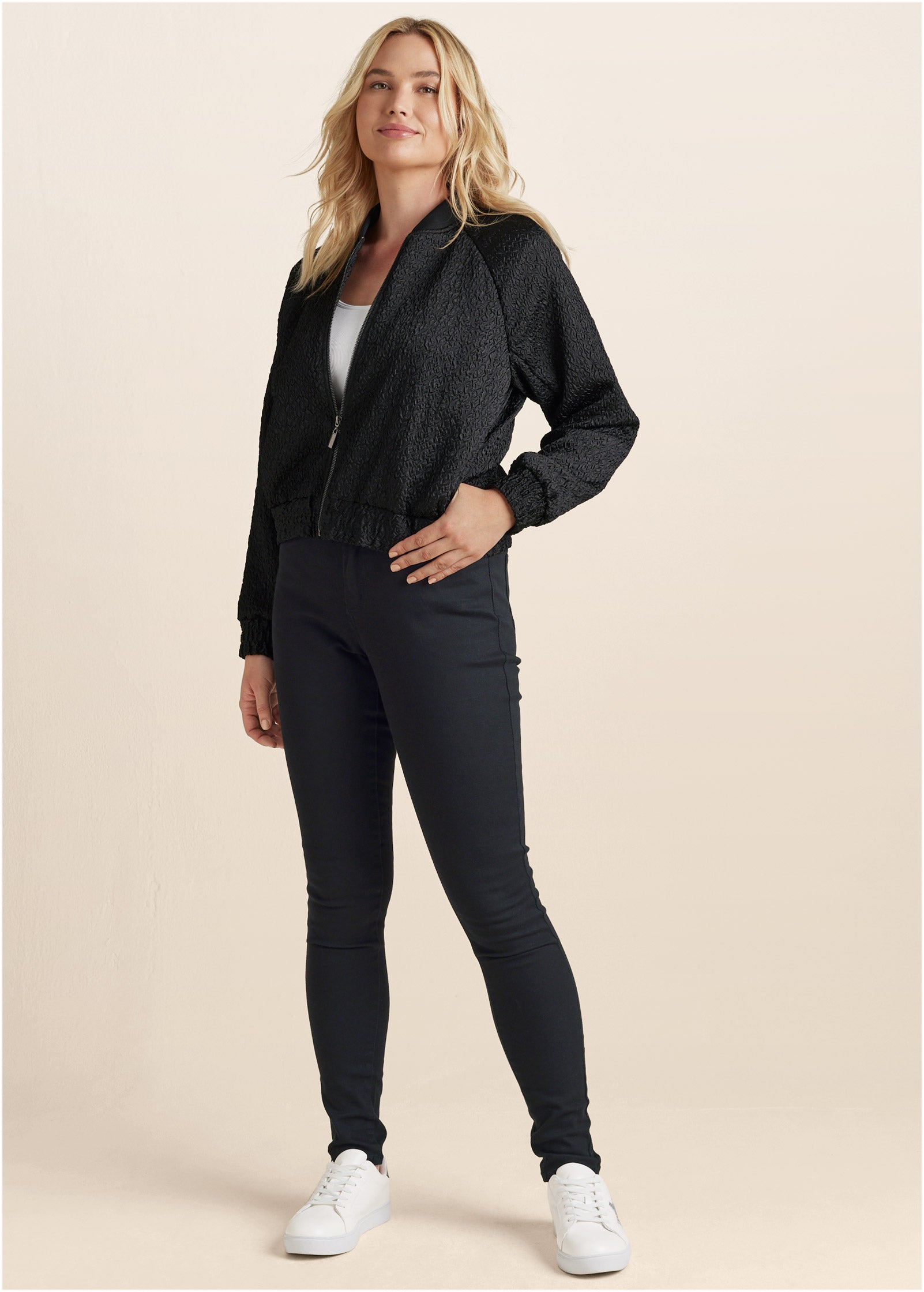 Texture Bomber Jacket - Jet Black | Venus Featured