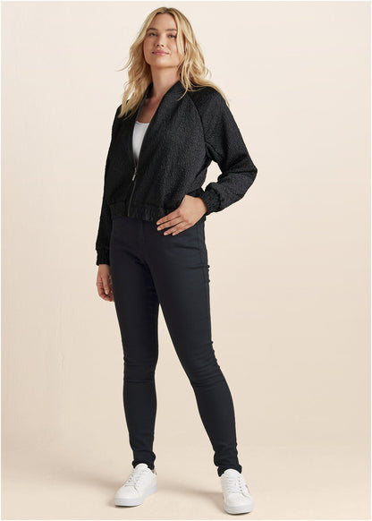 Texture Bomber Jacket - Jet Black | Venus Featured