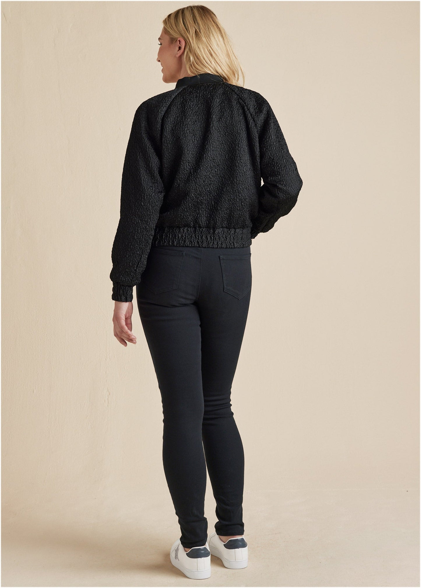Texture Bomber Jacket - Jet Black | Venus Featured