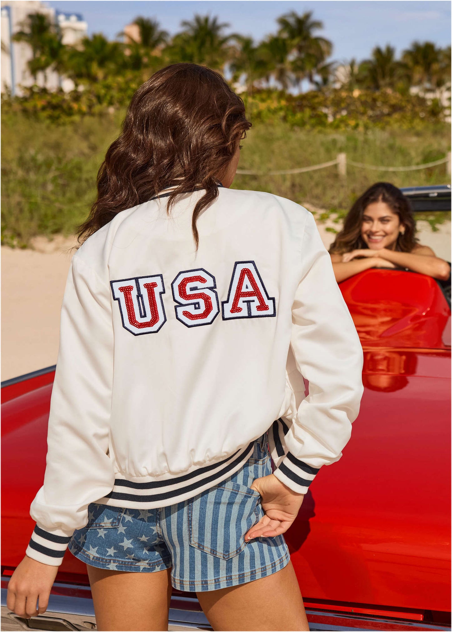 USA Matte Satin Bomber - Cloud Dancer | Venus Best Seller