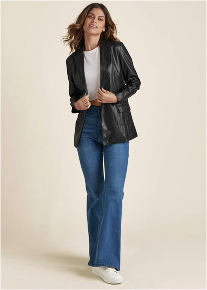 Faux-Leather Blazer - Jet Black | Venus Customer Favorite