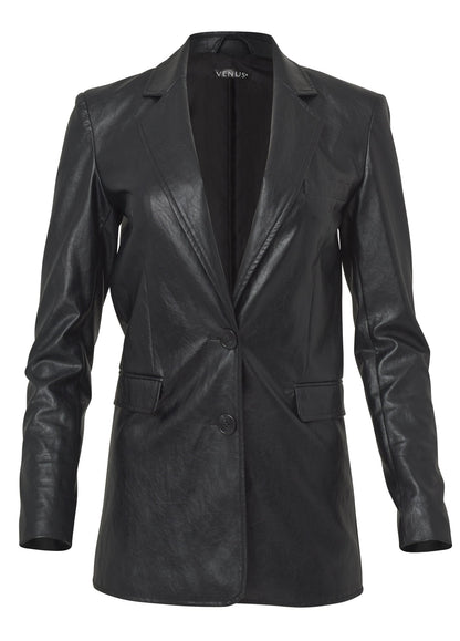 Faux-Leather Blazer - Jet Black | Venus Customer Favorite