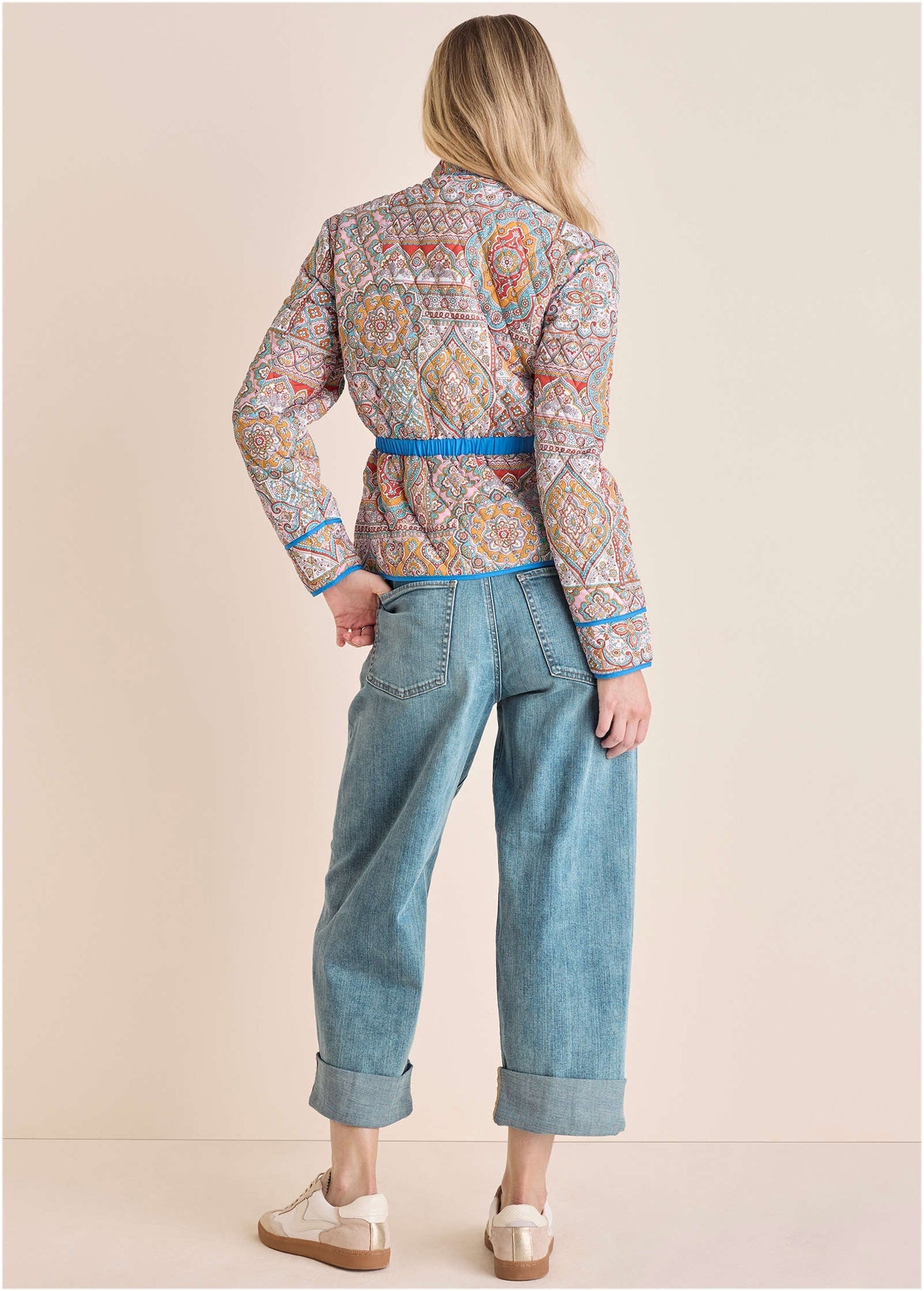 Quilted Full Zip Jacket - Medallion Golden Patchwork | Venus Limited Edition