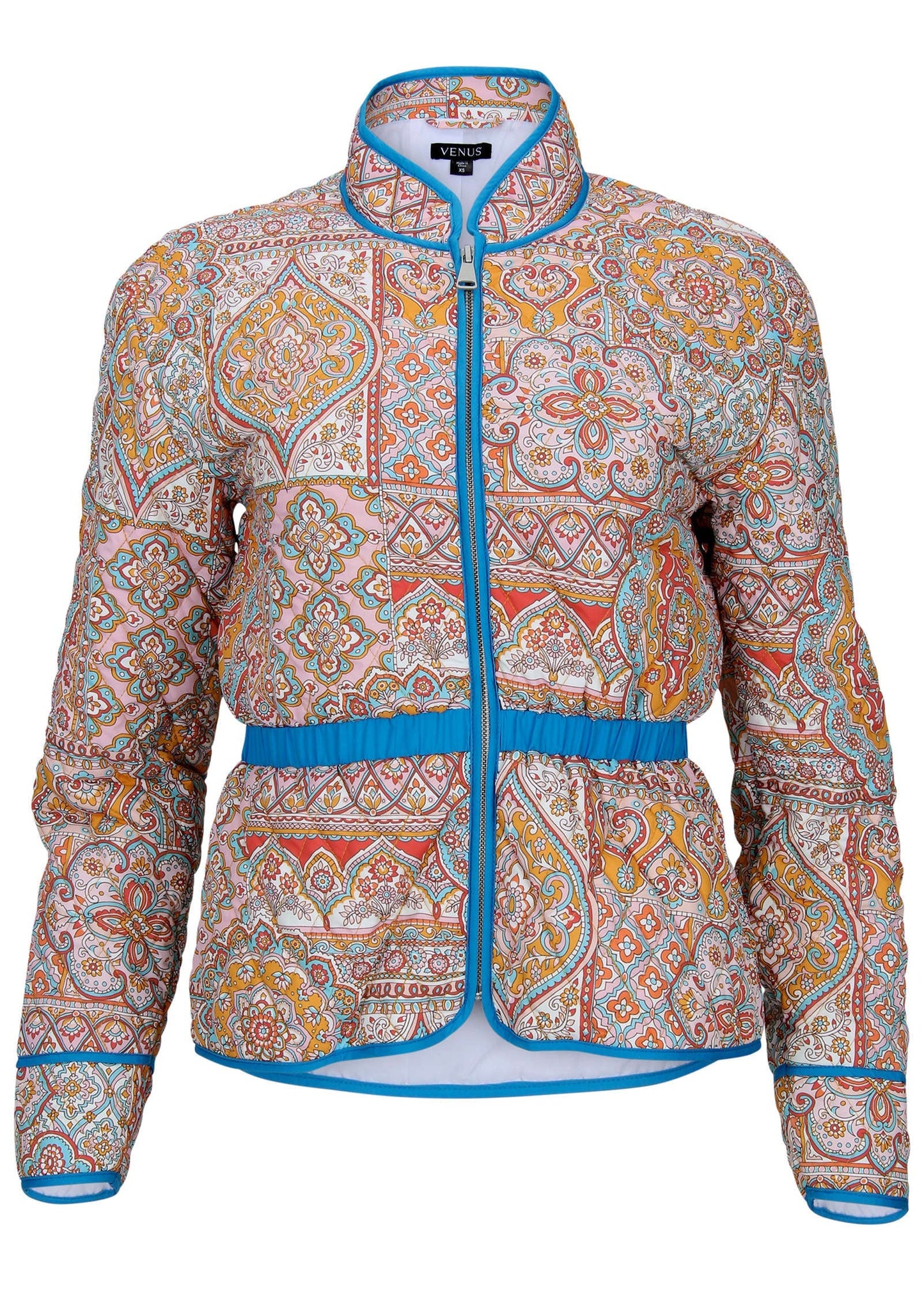 Quilted Full Zip Jacket - Medallion Golden Patchwork | Venus Limited Edition