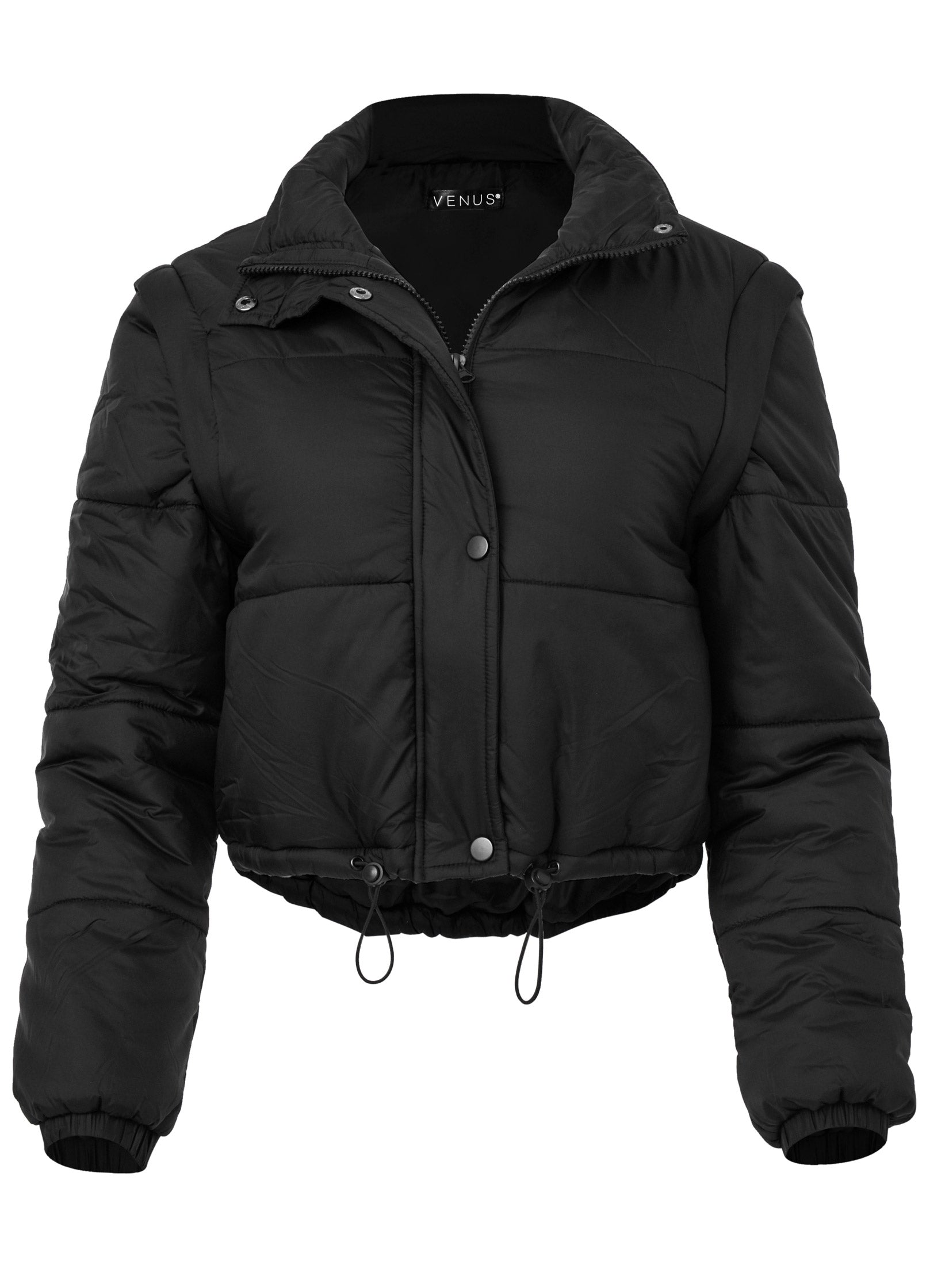 Convertible Puffer Coat - Black | Venus Sale
