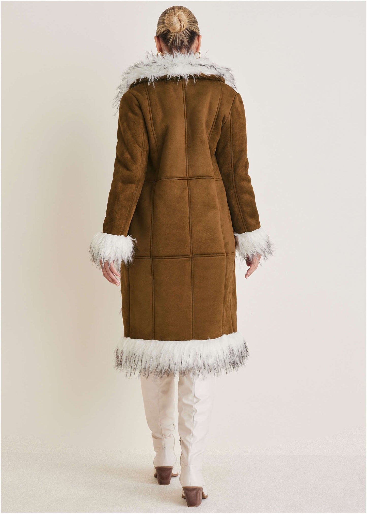 Faux Suede And Sherpa Coat - Tan | Venus Cost Saving