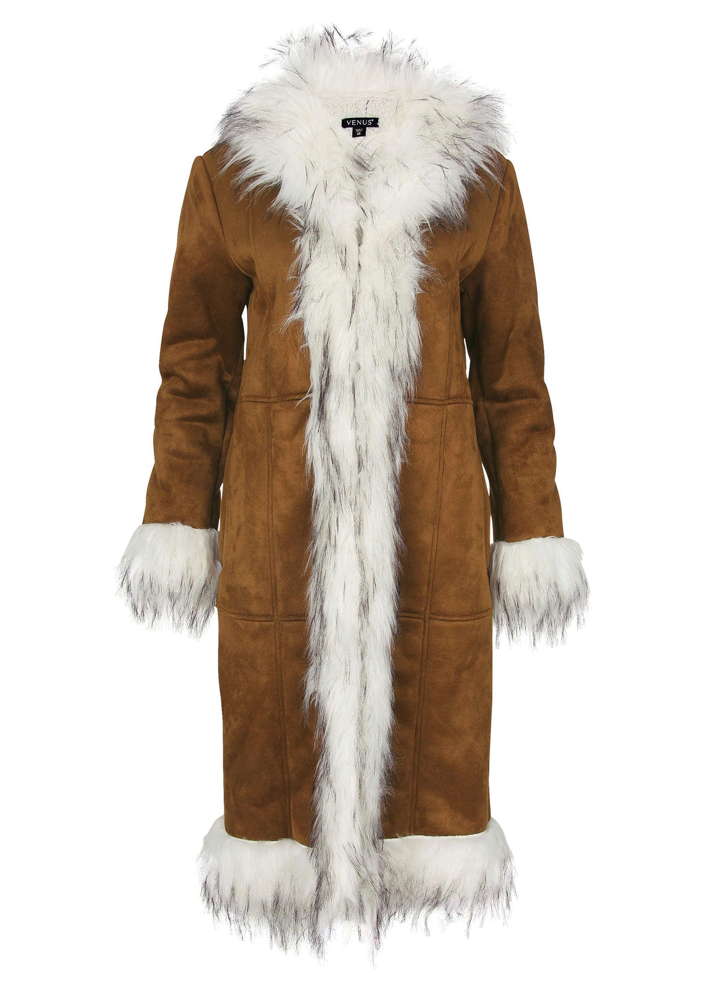 Faux Suede And Sherpa Coat - Tan | Venus Cost Saving