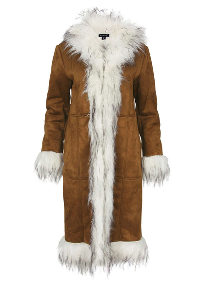 Faux Suede And Sherpa Coat - Tan | Venus Cost Saving