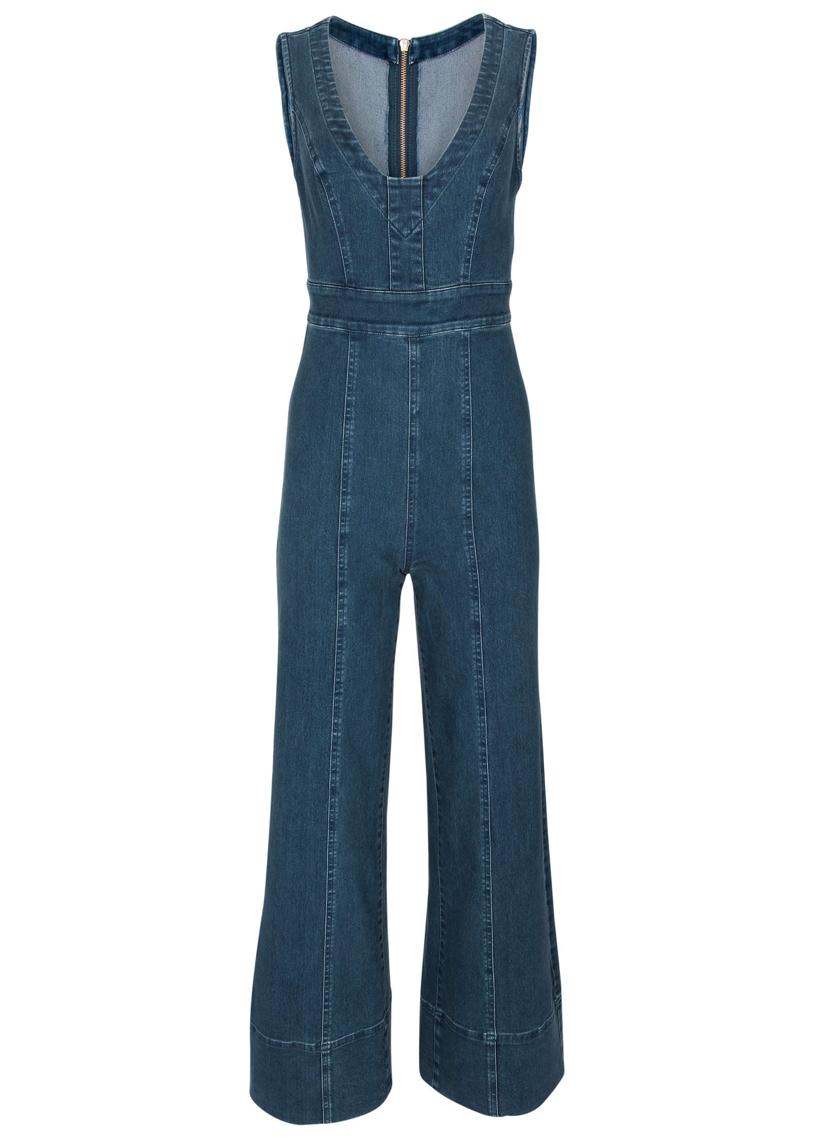 Fitted Stretch Denim Jumpsuit in Medium Wash | Fashion | Venus Affordable