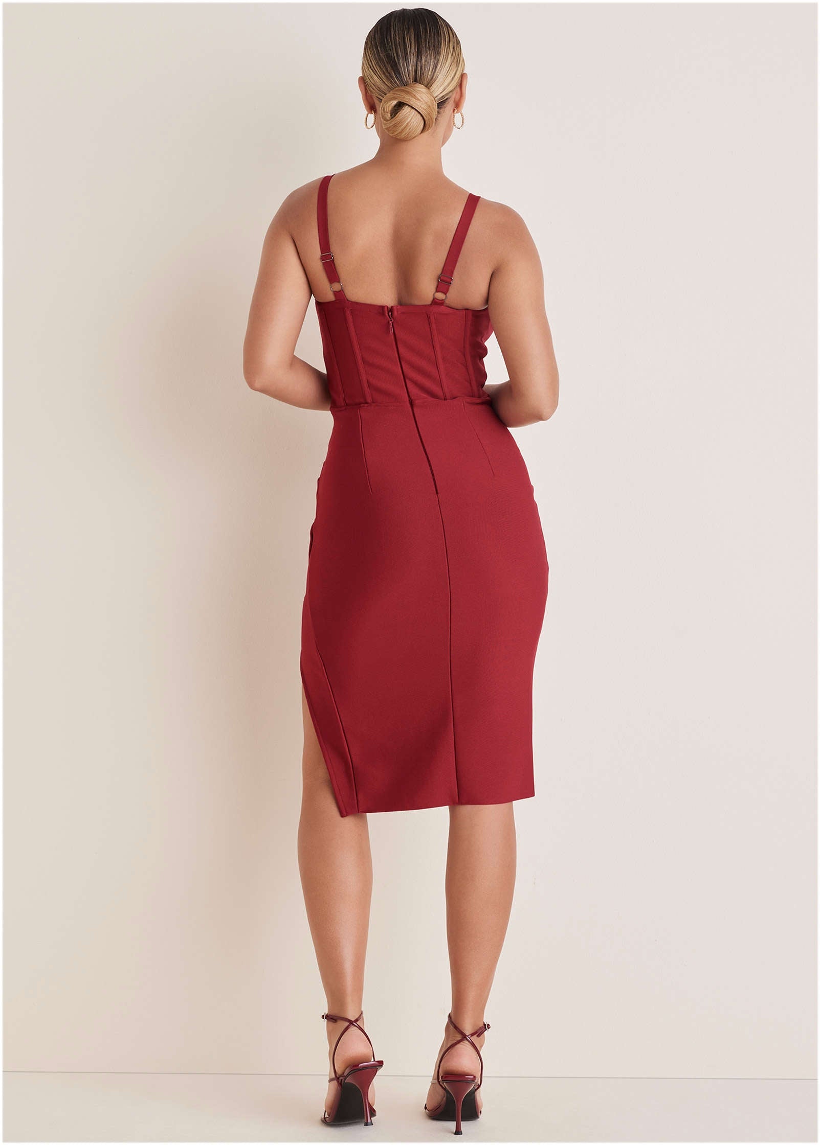 Side Slit Bandage Dress - Dark Red | Venus Great Deal