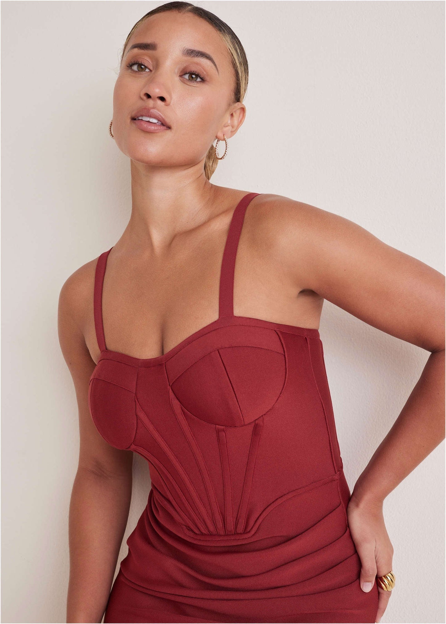 Side Slit Bandage Dress - Dark Red | Venus Great Deal