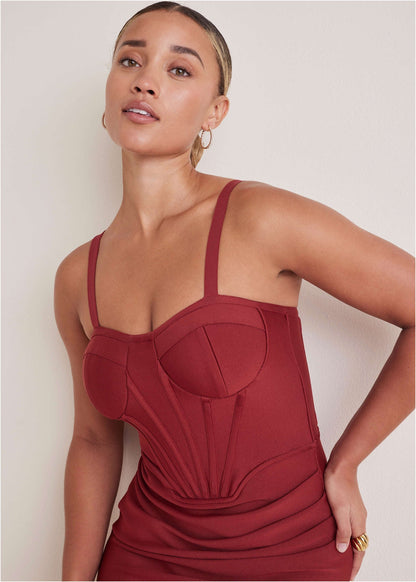 Side Slit Bandage Dress - Dark Red | Venus Great Deal