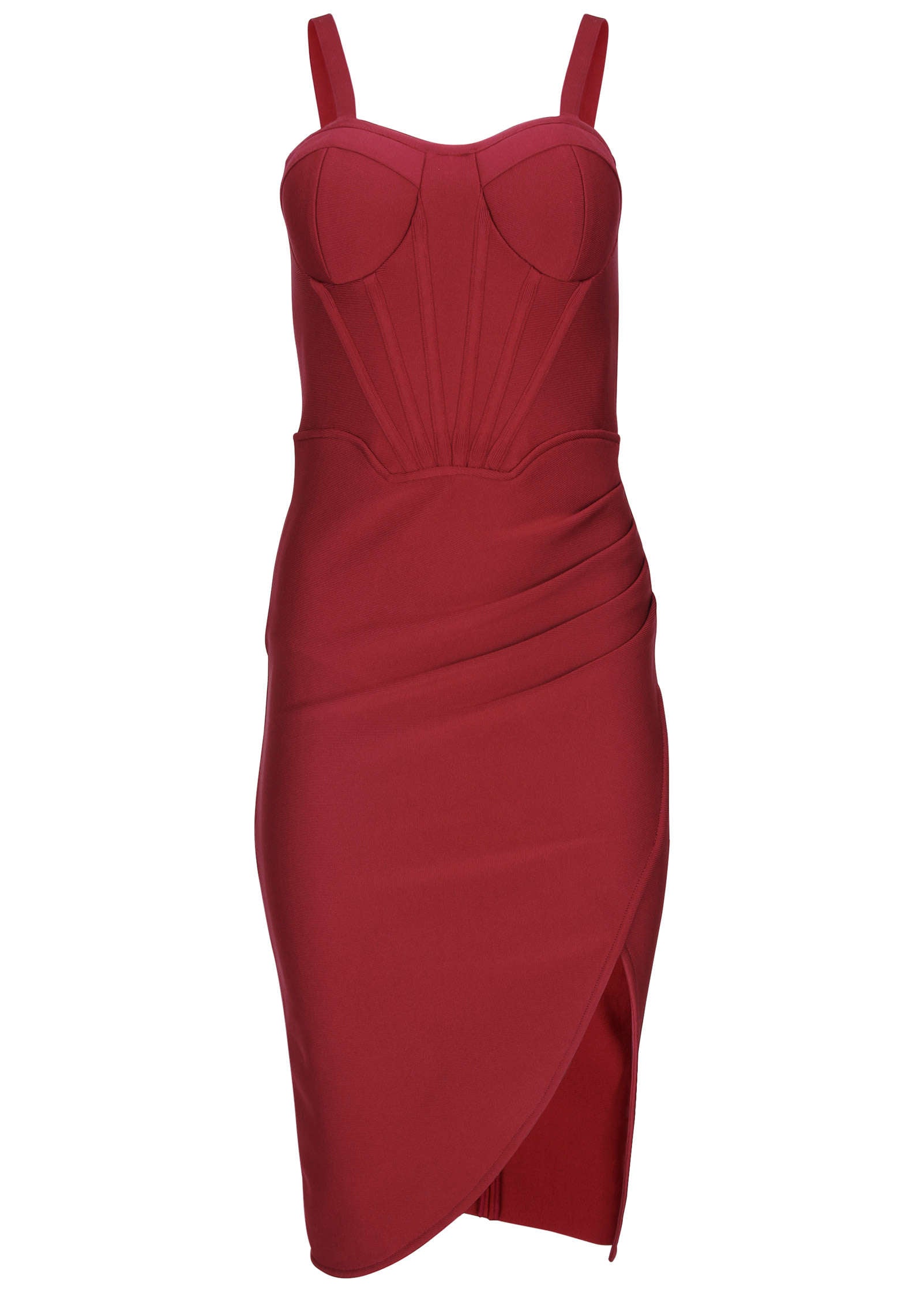 Side Slit Bandage Dress - Dark Red | Venus Great Deal